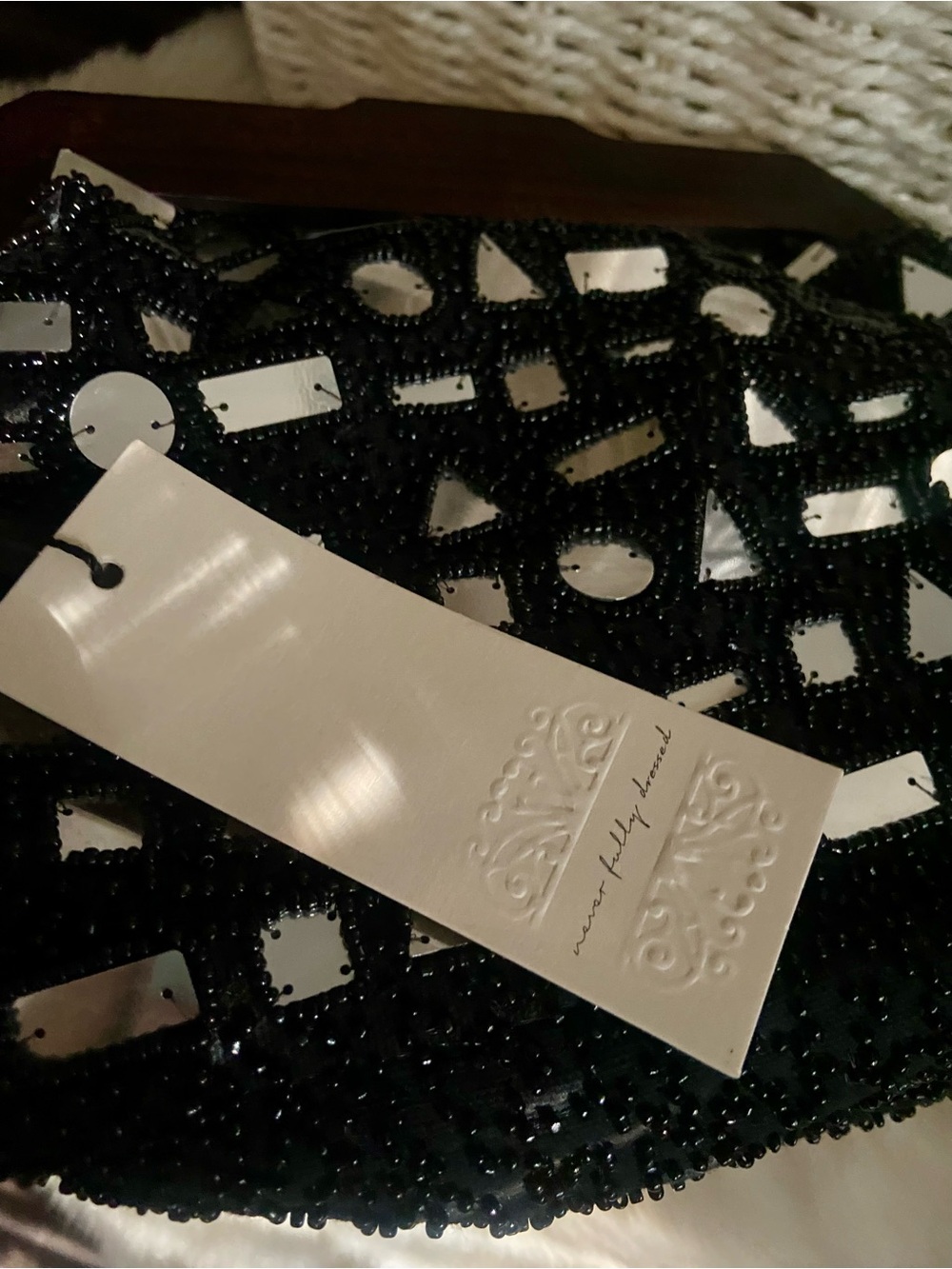 Never Fully Dressed  Beaded Mirror Mosaic Evening Clutch - Picture 6 of 9